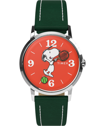 TW2V88600 Timex Marlin® Hand-Wound x Snoopy Tennis 34mm Leather Strap Watch Primary Image