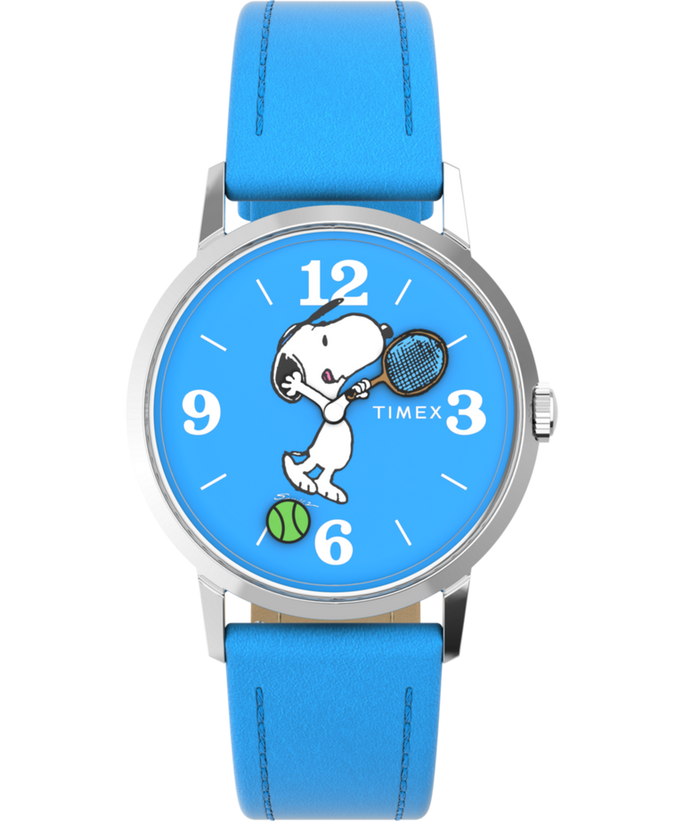 TW2V88700 Timex Marlin® Hand-Wound x Snoopy Tennis 34mm Leather Strap Watch Primary Image