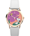 Marlin Handwind 34mm Rose Gold-tone Case Snoopy Floral Dial White Strap
