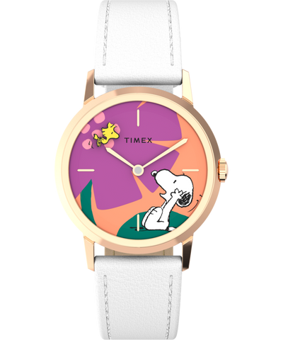 TW2V91200 Marlin® Hand-Wound x Snoopy Floral 34mm Leather Strap Watch Primary Image