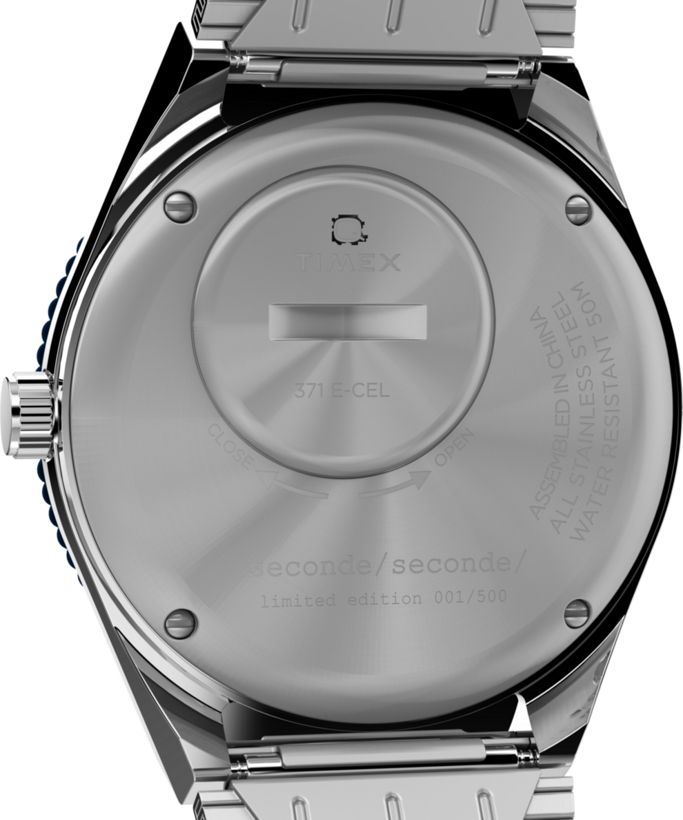 TW2V92100 Timex x seconde/seconde/ Episode #1 38mm Stainless Steel Bracelet Watch Caseback Image
