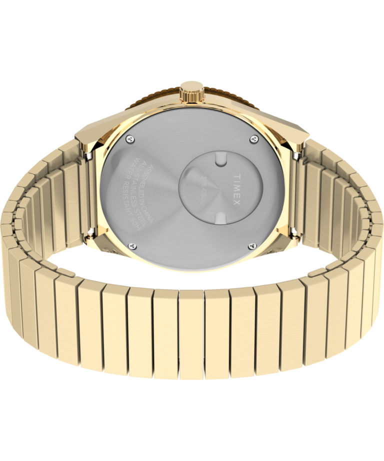 TW2V92500 Q Timex® 36mm Stainless Steel Expansion Band Watch   Caseback with Attachment Image