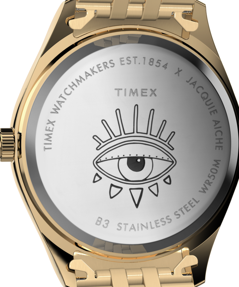 TW2V95000 Timex x Jacquie Aiche High Life 41mm Stainless Steel Bracelet Watch Caseback Image