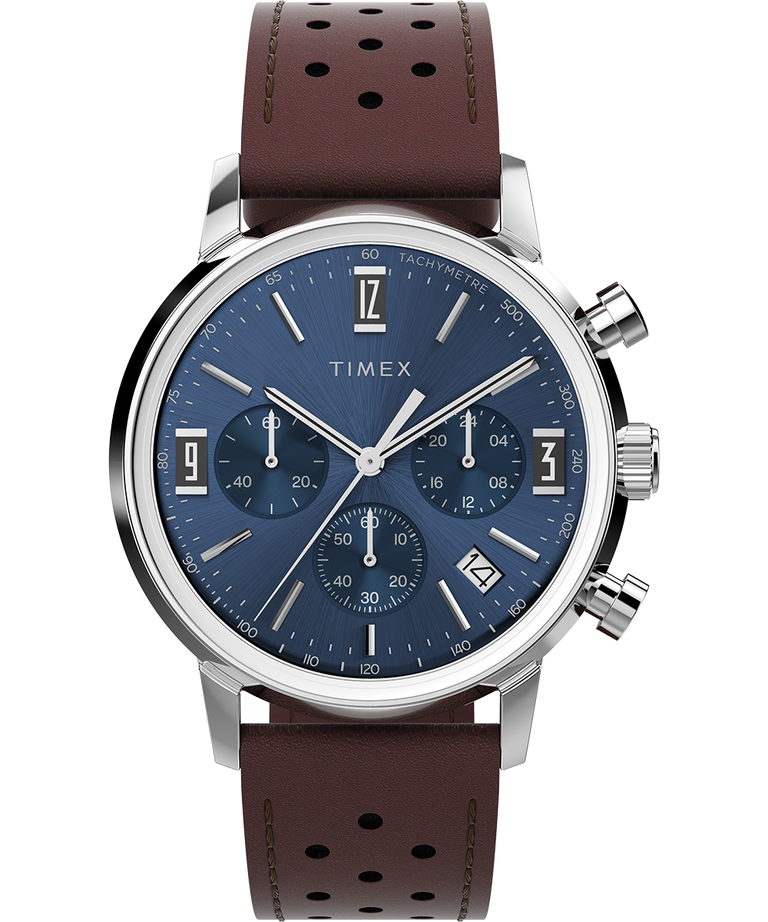 Marlin® Chronograph Tachymeter 40mm Leather Strap Watch