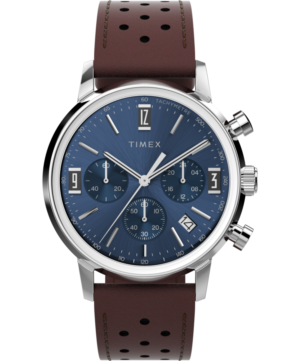 Timex Marlin Chronograph Tachymeter 40mm Leather Strap Watch