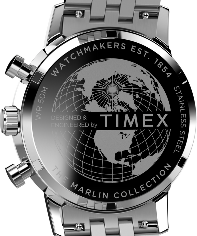 TW2W10400 Marlin® Cronógrafo taquímetro de 40 mm con brazalete de acero inoxidable. Imagen del fondo de la caja del reloj