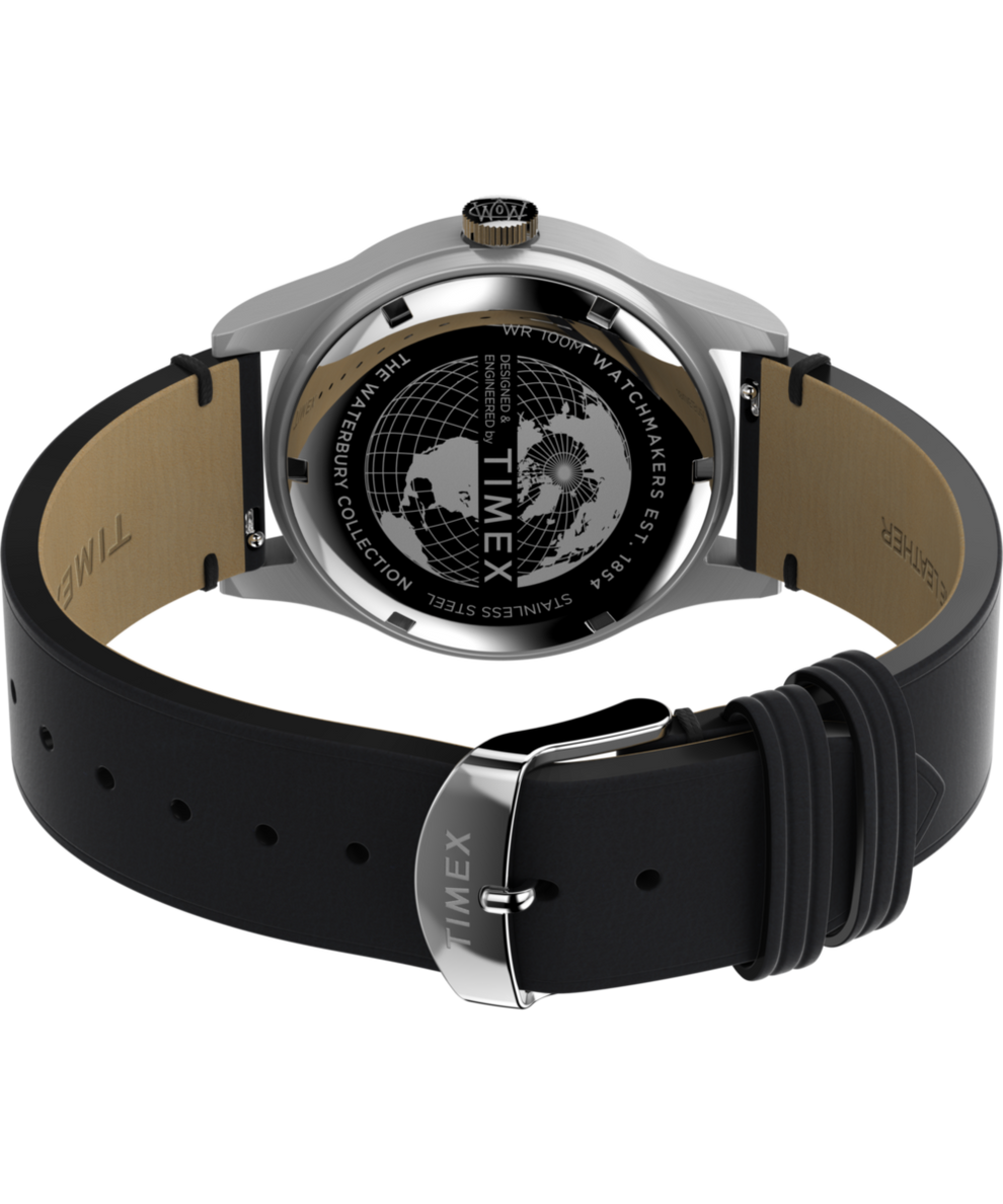 Waterbury Traditional Day Date 39mm Leather Strap Watch