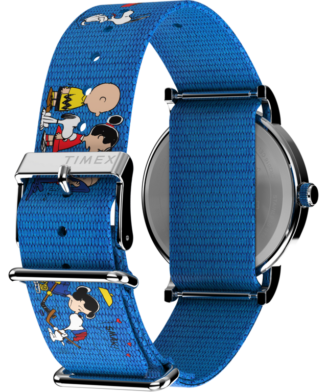 TW2W19400 Timex Weekender x Peanuts Gang's All Here 38mm Fabric Strap Watch Caseback with Attachment Image