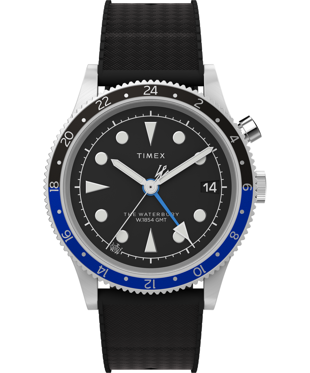 Waterbury Traditional GMT 39mm Synthetic Rubber Strap Watch