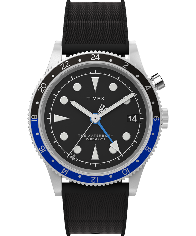 Waterbury Traditional GMT 39mm Synthetic Rubber Strap Watch