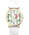TW2W24100 Peanuts® x Timex Weekender Holiday 38mm Leather Strap Watch Primary Image