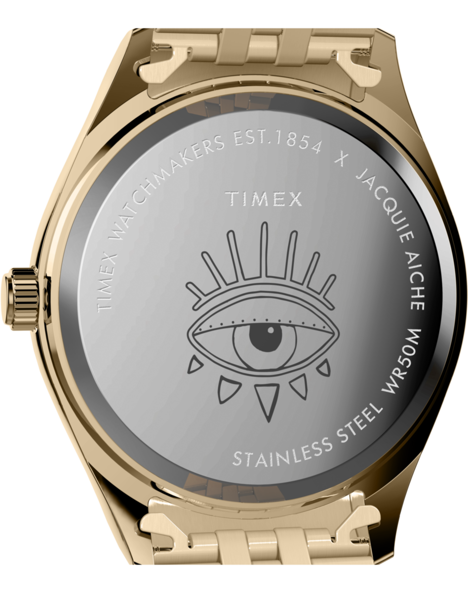 TW2W32800 Timex x Jacquie Aiche 36mm Stainless Steel Bracelet Watch Caseback Image