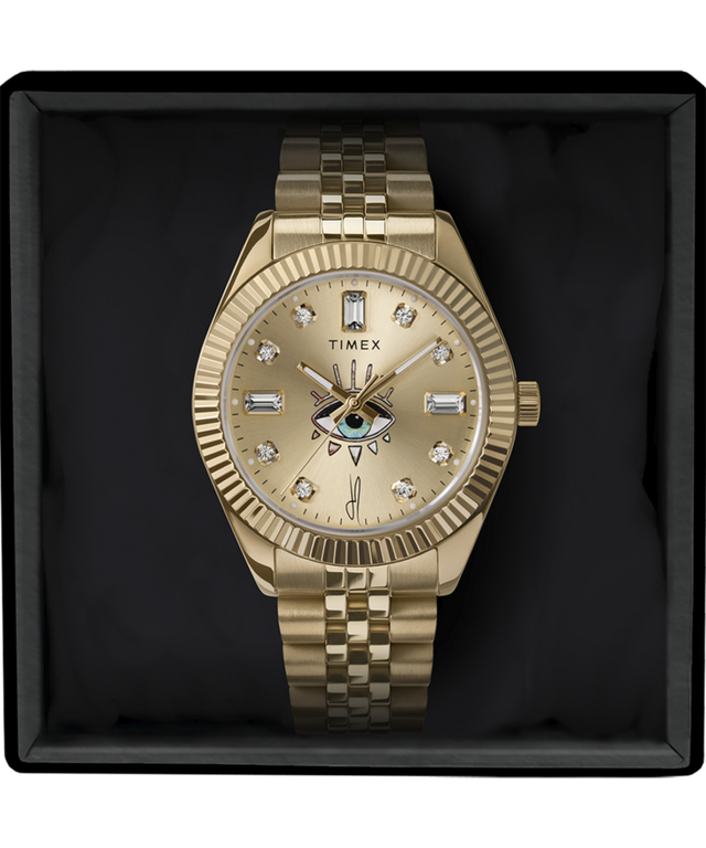 TW2W32800 Timex x Jacquie Aiche Allure 36mm Stainless Steel Bracelet Watch Indiglo On