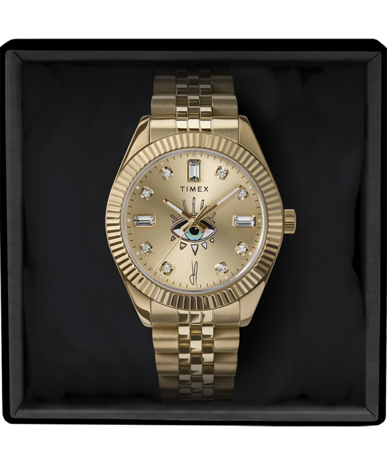 TW2W32800 Timex x Jacquie Aiche Allure 36mm Stainless Steel Bracelet Watch Indiglo On