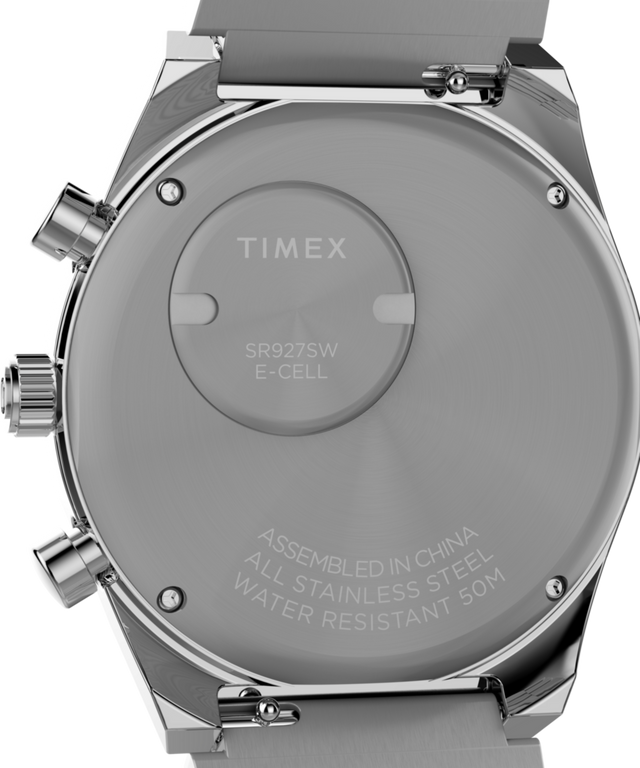 TW2W33700 Q Timex Falcon Eye Chronograph 40mm Stainless Steel Bracelet Watch Caseback Image