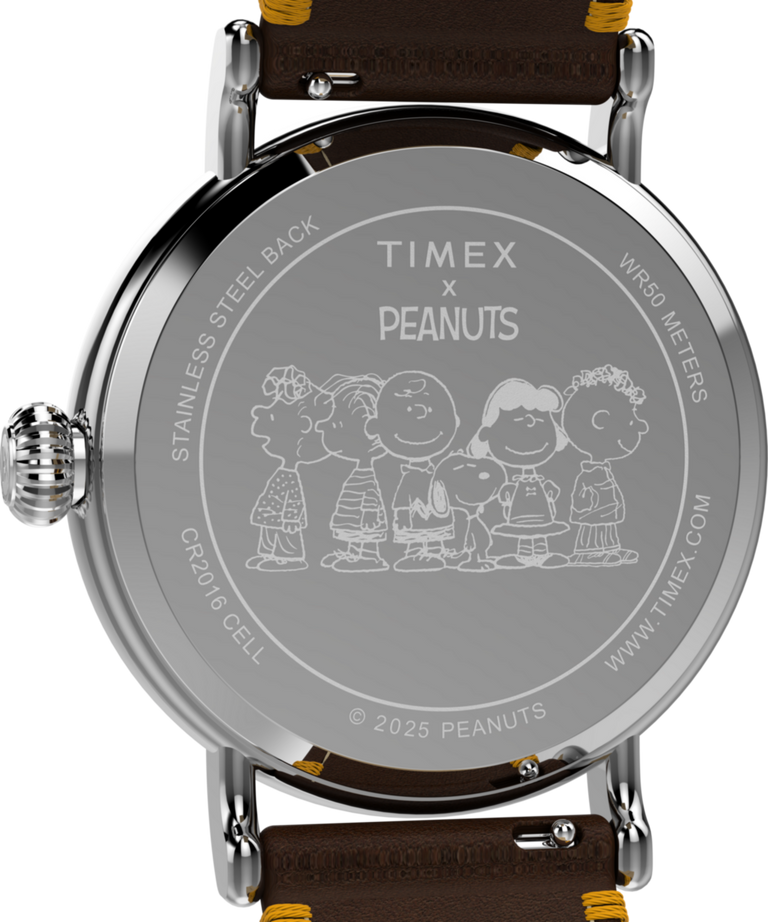 TW2W44300 Peanuts® x Timex Standard Thanksgiving 40mm Leather Strap Watch Caseback Image