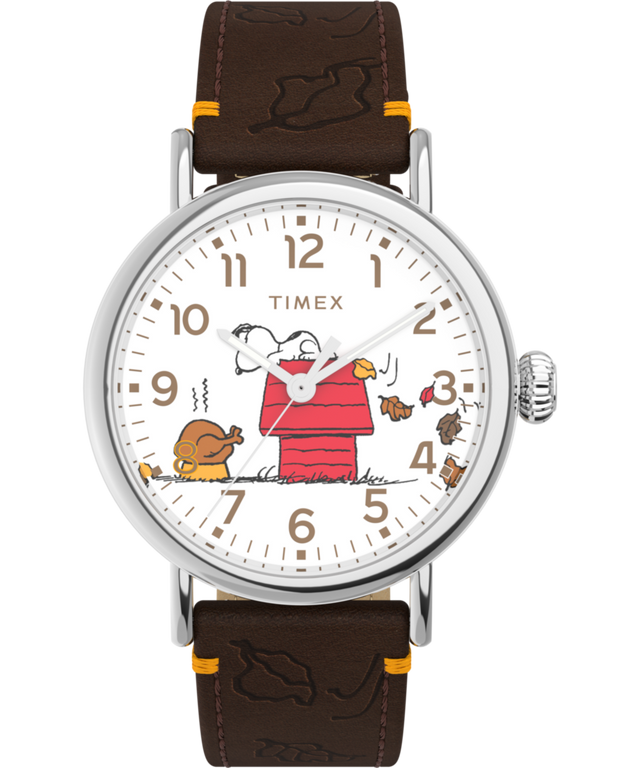 TW2W44300 Reloj Peanuts® x Timex Standard Thanksgiving de 40 mm con correa de piel. Imagen principal