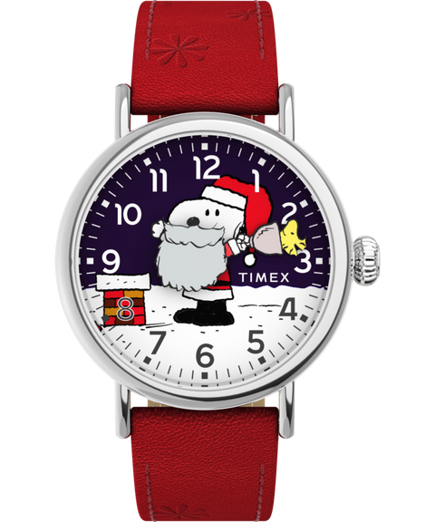 Peanuts® x Timex Standard Snoopy Santa 40mm Leather Strap Watch
