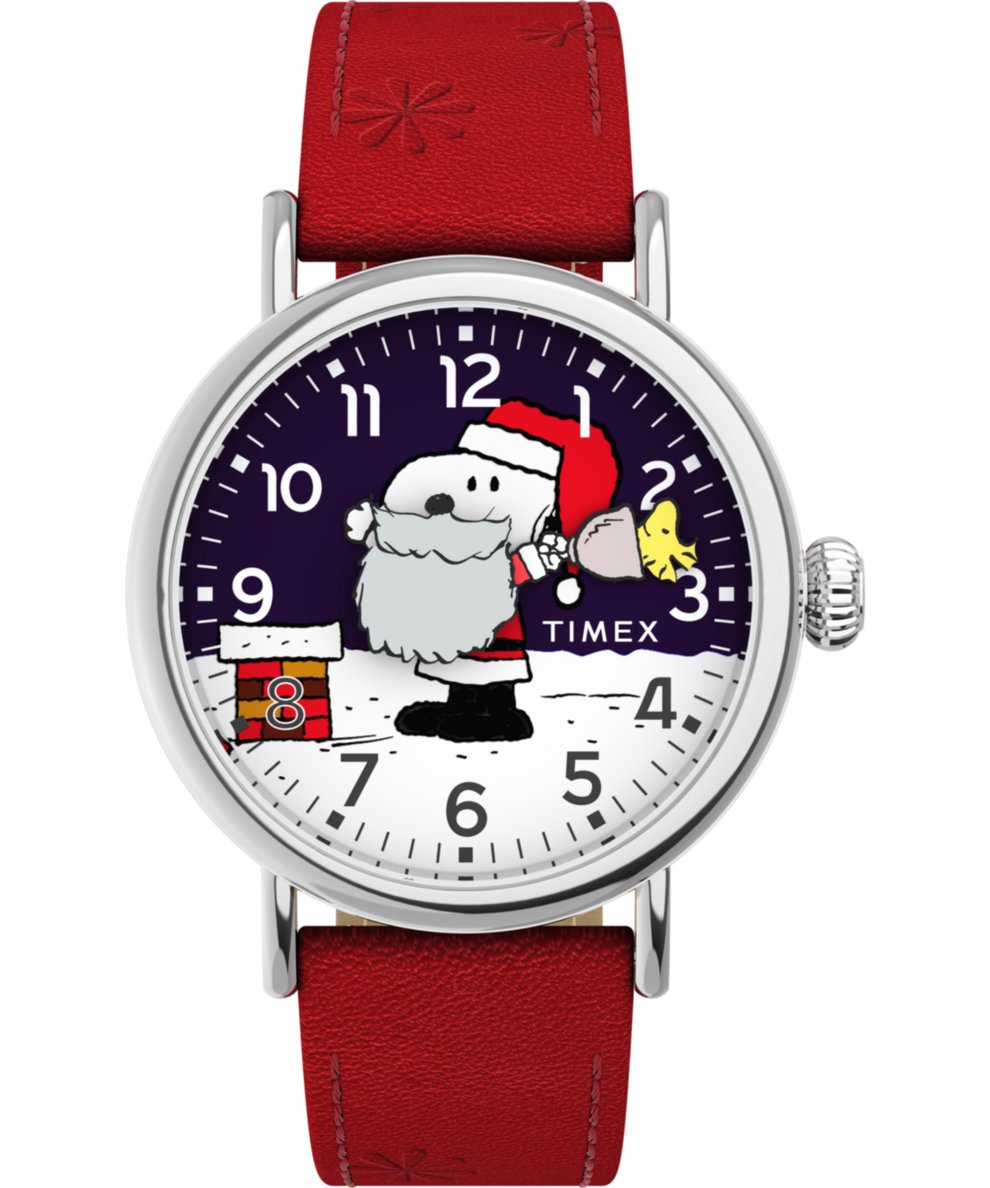 TW2W44400 Peanuts® x Timex Standard Snoopy Santa, reloj de 40 mm con correa de piel. Imagen principal