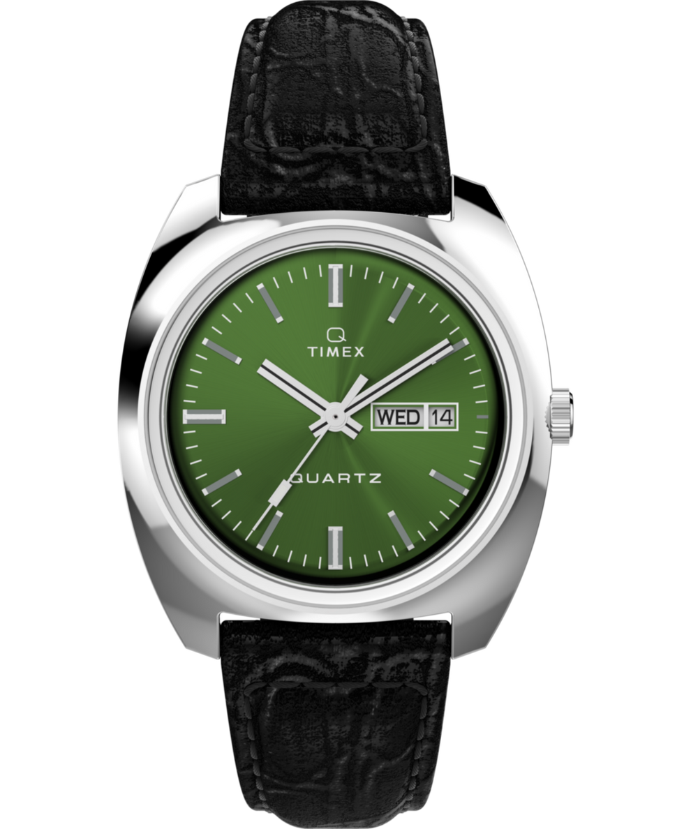Q Timex 1978 Day/Date 37.5 mm Leather Strap Watch - TW2W44700 