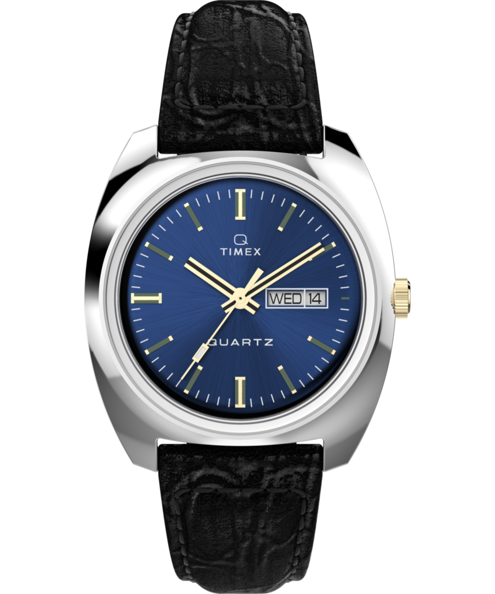Timex Q Timex 1978 Day/Date 37.5mm Leather Strap Watch