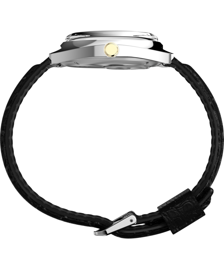 Imagen de perfil de reloj con correa de piel Q Timex® 1978 Day/Date de 37.5 mm TW2W44800