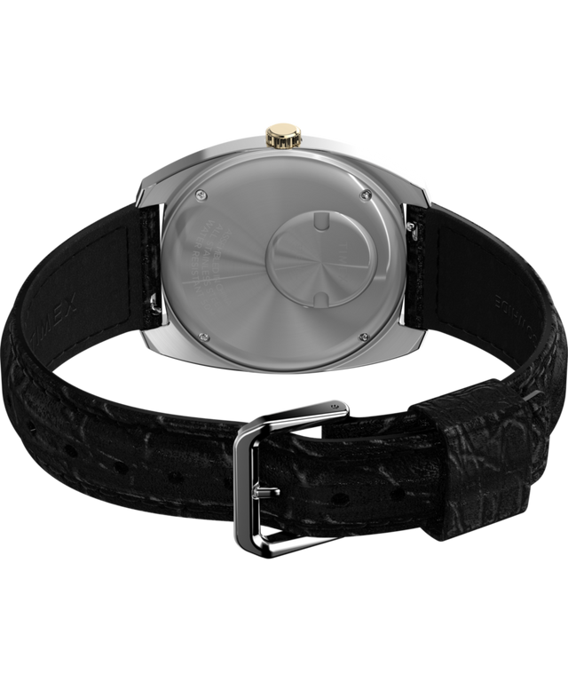 TW2W44800 Q Timex® 1978 Day/Date 37.5mm Leather Strap Watch Caseback with Attachment Image