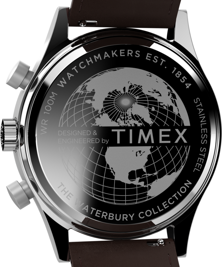 TW2W47900: Imagen del fondo de la caja del reloj Waterbury Traditional Fly Back Chronograph de 43 mm con correa de piel