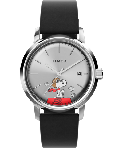 TW2W49600 Peanuts® x Timex Marlin® Automatic Snoopy Flying Ace 40mm Leather Strap Watch Primary Image