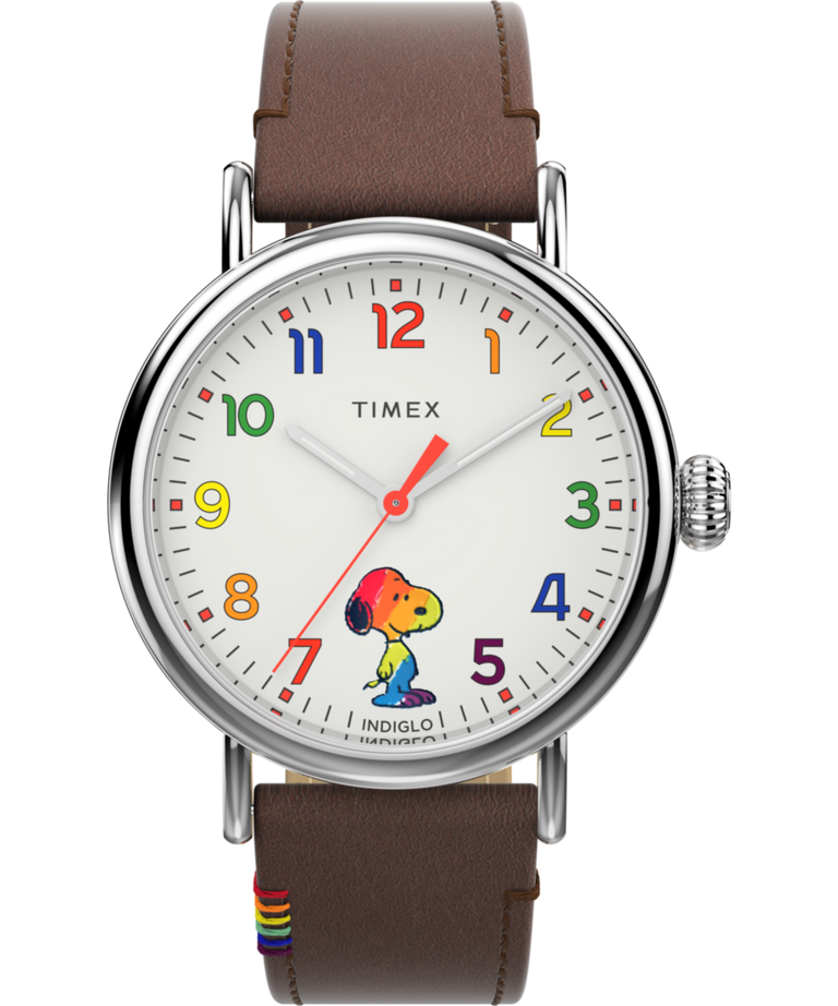 TW2W53900 Timex Standard x Peanuts Rainbow 40mm Leather Strap Watch Primary Image