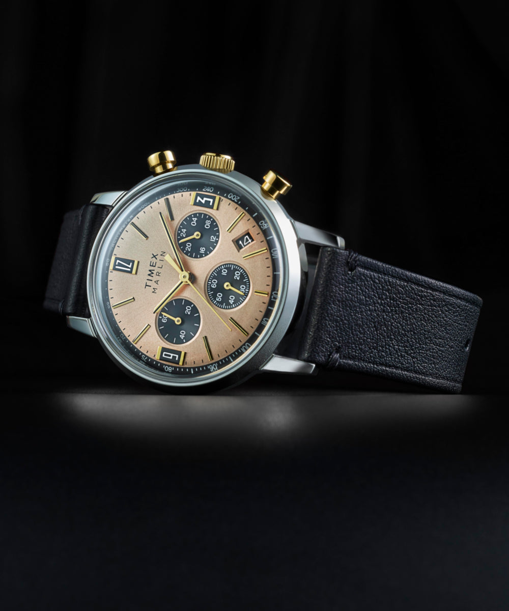 Marlin® Chronograph Tachymeter 40mm Leather Strap Watch