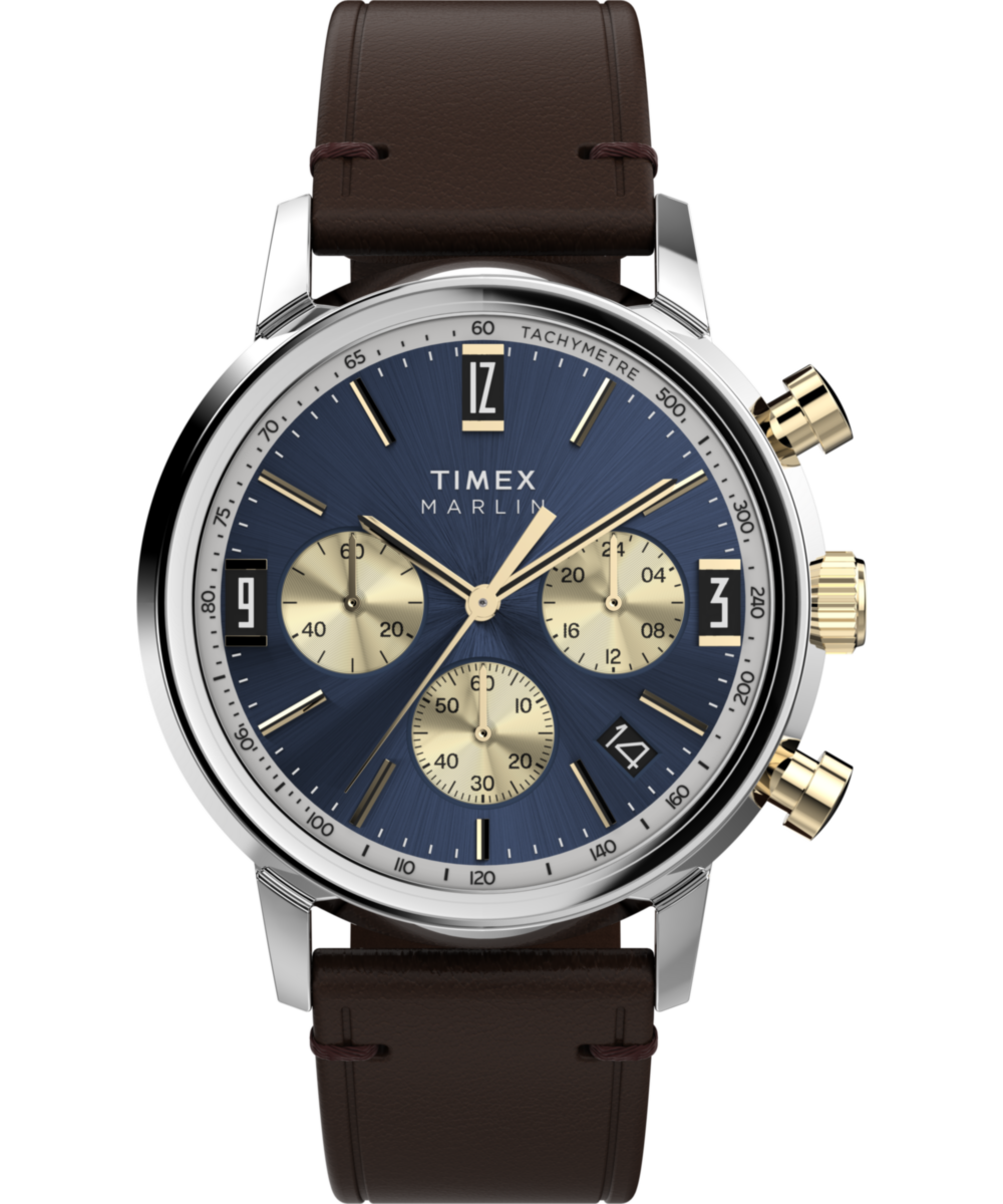 Timex Marlin Chronograph Tachymeter 40mm Leather Strap Watch
