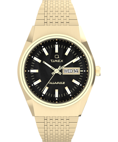 TIMEX インテリジェントダイバー　イエロー文字 Q Timex® Falcon Eye 38mm Stainless Steel Bracelet Watch