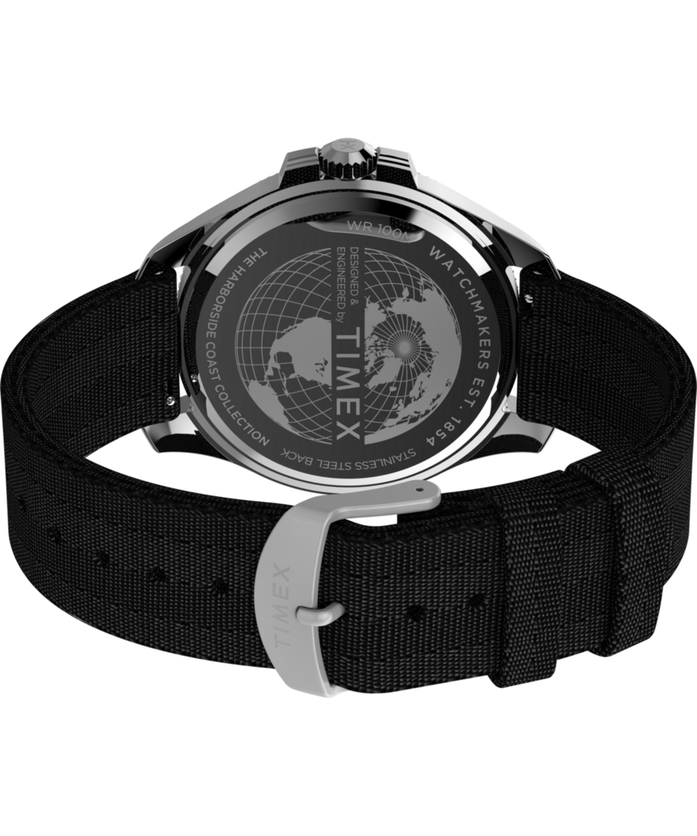 TW2W62600 Harborside Coast 44mm Recycled Fabric Strap Watch  Caseback with Attachment Image