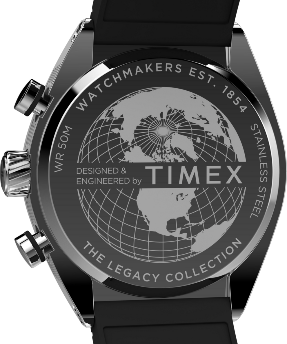 TW2W64500 Timex Legacy Tonneau Chronograph 42mm Synthetic Rubber Strap Watch Caseback Image