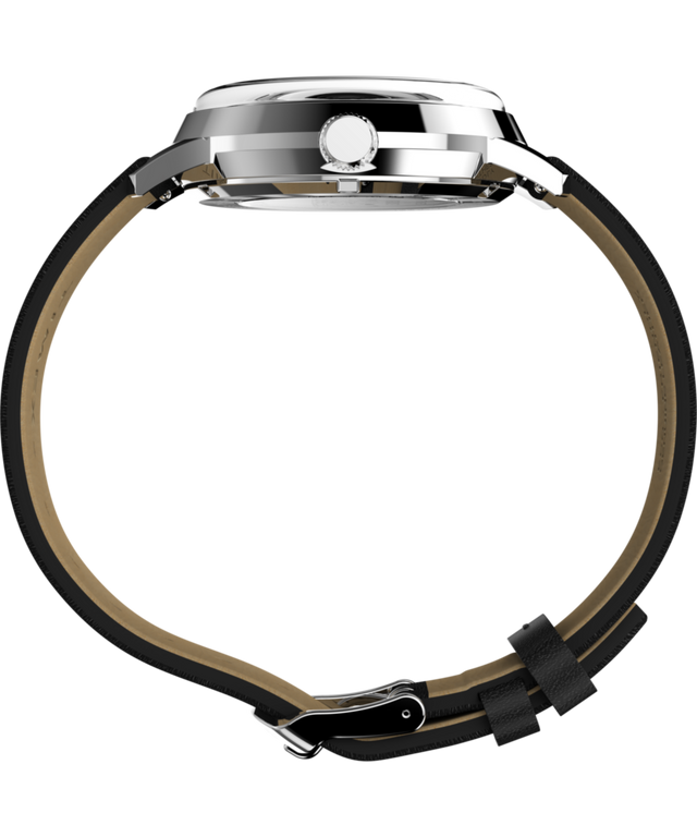 TW2W68800 Peanuts® x Timex Marlin® Automatic Saxophonist, reloj de 40 mm con correa de piel. Imagen de perfil
