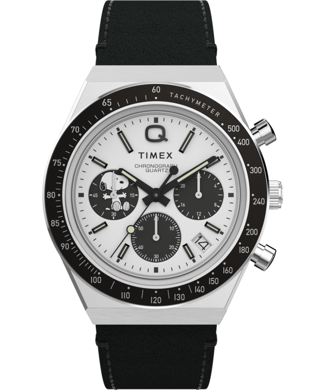 TW2W68900 Peanuts® x Q Timex® Snoopy 40mm Leather Strap Watch   Primary Image