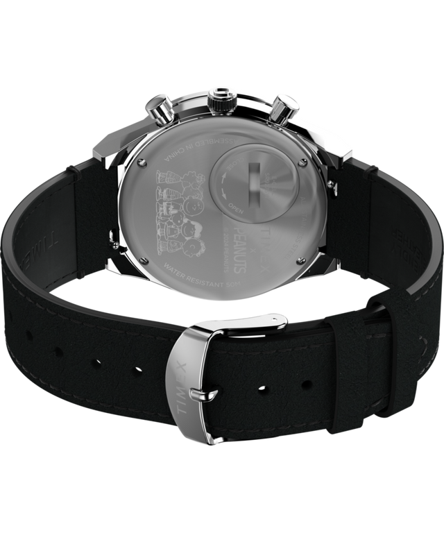 TW2W68900 Q Timex Chronograph x Peanuts Snoopy 40mm Leather Strap Watch   Caseback with Attachment Image
