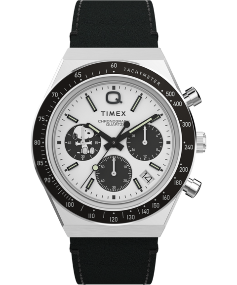 Peanuts® x Q Timex® Snoopy 40mm Leather Strap Watch - TW2W68900