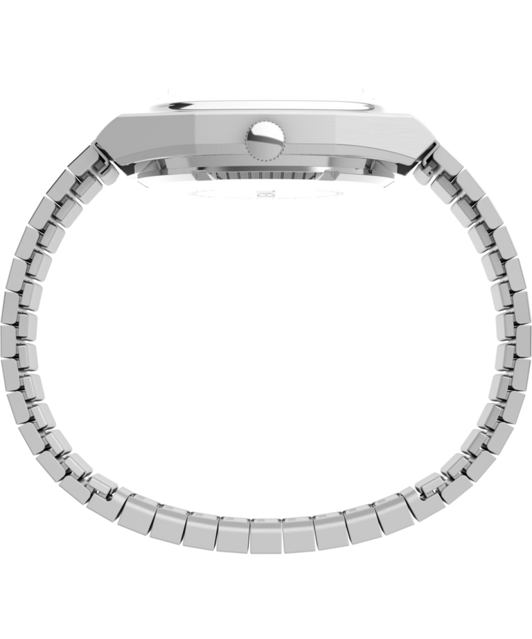 TW2W70800 Timex® Automático, reedición de la línea E de 1983, reloj de 34 mm con correa extensible de acero inoxidable  Imagen de perfil