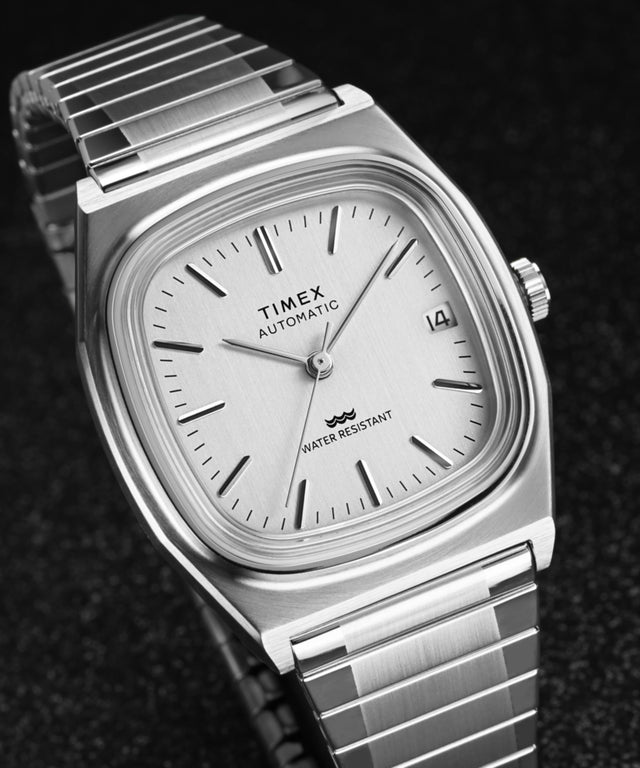 Timex Automatic 1983 E Line Reissue 34mm Stainless Steel Expansion Band Watch Timex Automatic 1983 E Line Reissue 34mm Stainless Steel Expansion Band Watch