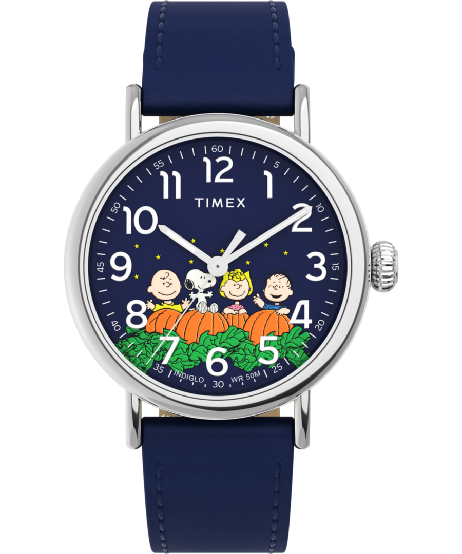 TW2W72700 Timex Standard x Peanuts Pumpkin Patch 40mm Leather Strap Watch   Primary Image