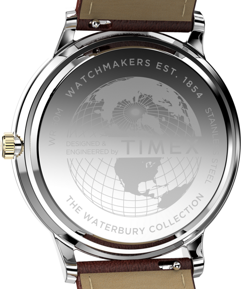 TW2W75600 Waterbury Classic Moon Phase, reloj de 40 mm con correa de piel: imagen del fondo de la caja