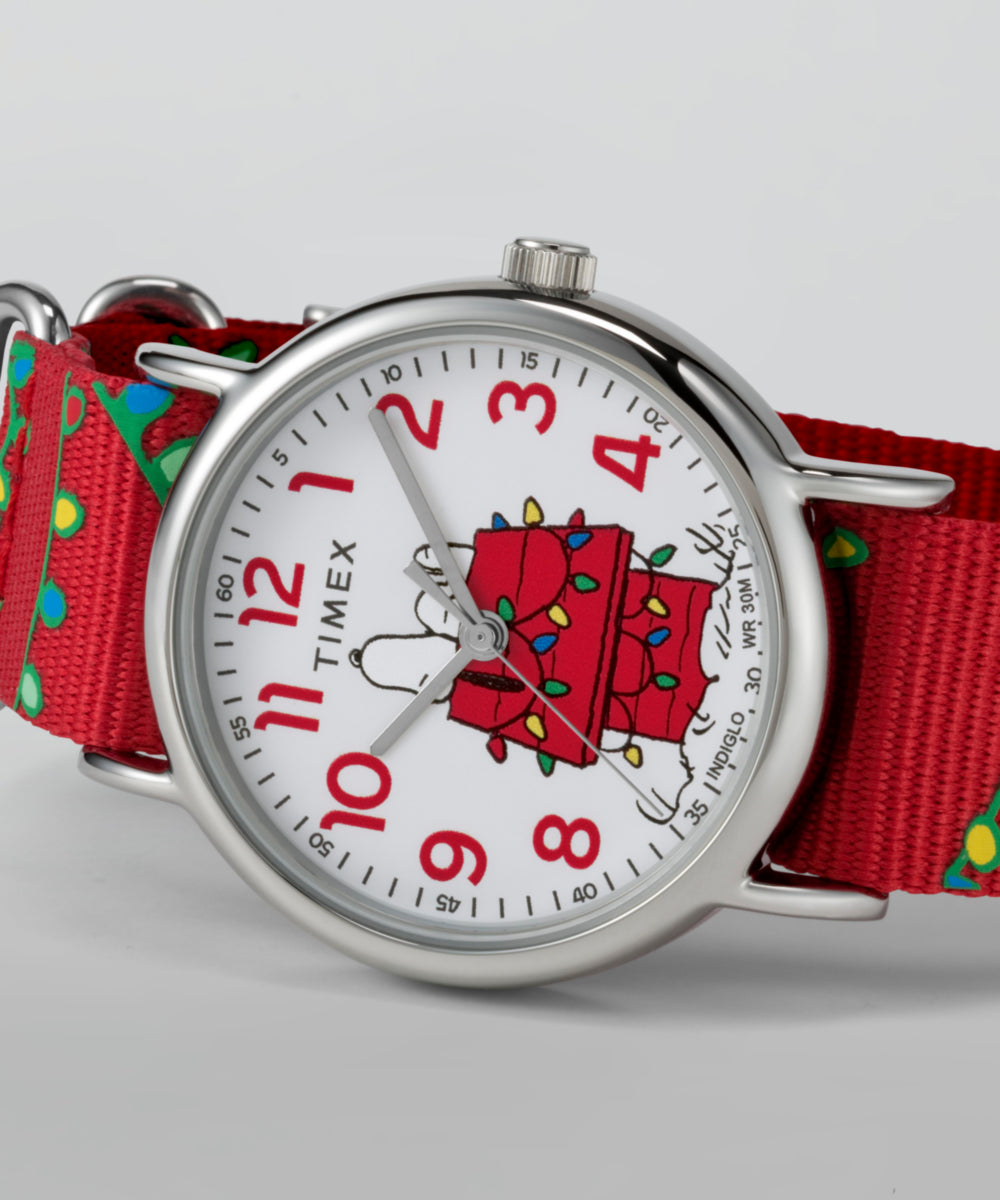 Peanuts® x Timex Weekender Holiday 38mm Fabric Strap Watch