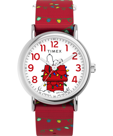 Peanuts® x Timex Weekender Holiday 38mm Fabric Strap Watch