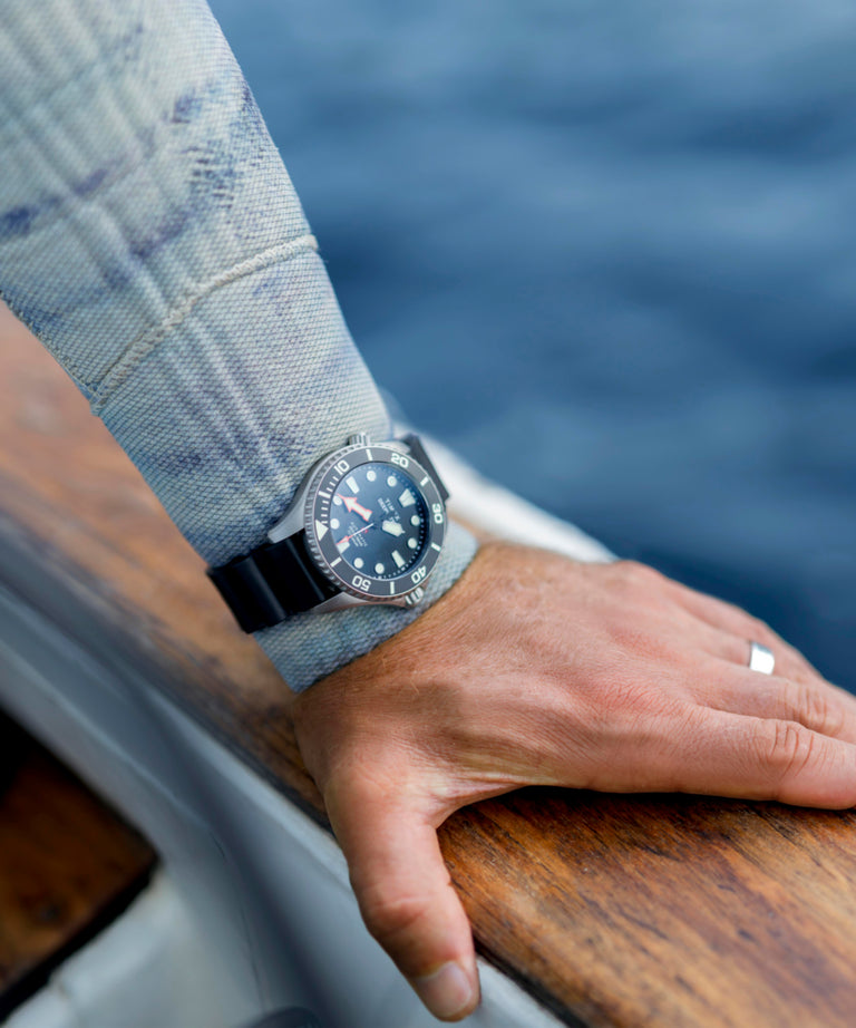 TW2W82100 Deepwater Meridian 300 Titanium HEV Automatic 44mm HNBR Synthetic Rubber Strap Watch Alt Wrist Shot 2 Image