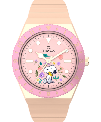 TW2W83800 Peanuts® Q Timex® In Bloom 36mm Stainless Steel Expansion Band Watch Primary Image