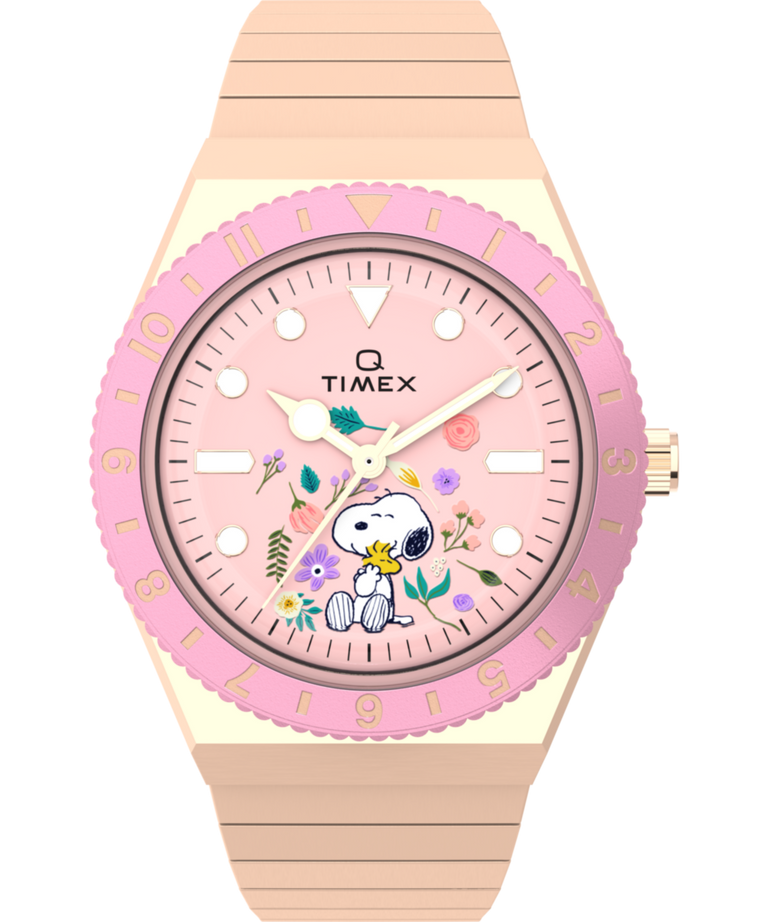 TW2W83800 Peanuts® Q Timex® In Bloom 36mm Stainless Steel Expansion Band Watch Primary Image