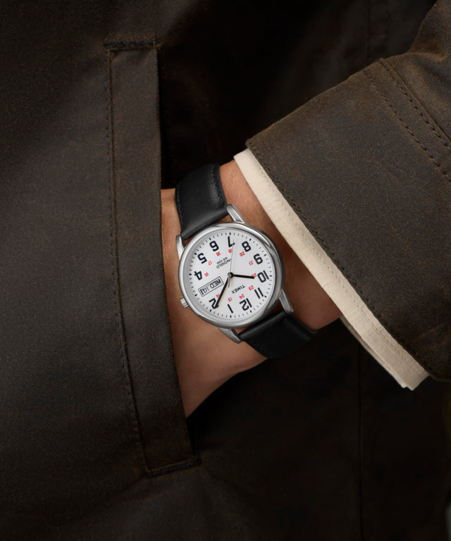 TW2W84000 Easy Reader 35mm Leather Strap Watch Primary Wrist Image