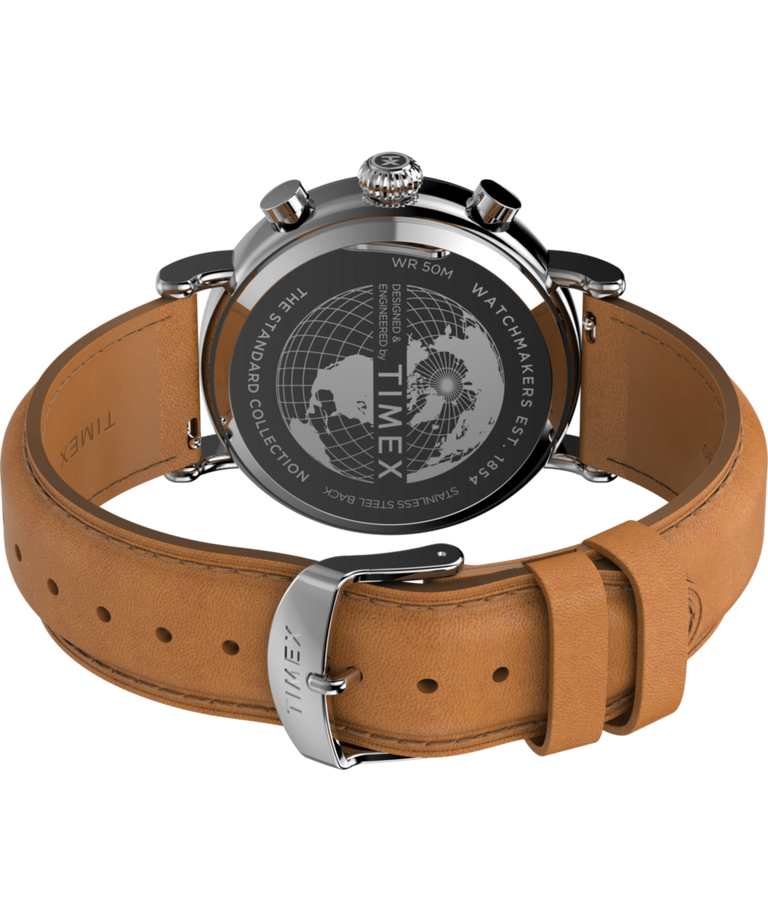 TW2W84500 Waterbury Standard Chronograph 41mm Leather Strap Watch Caseback with Attachment Image